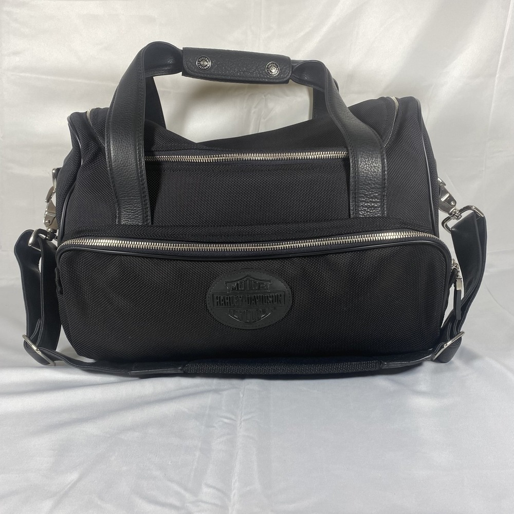 Harley-Davidson Duffle Bag Travel Gym Black Leather Accessories Bar Shield Logo